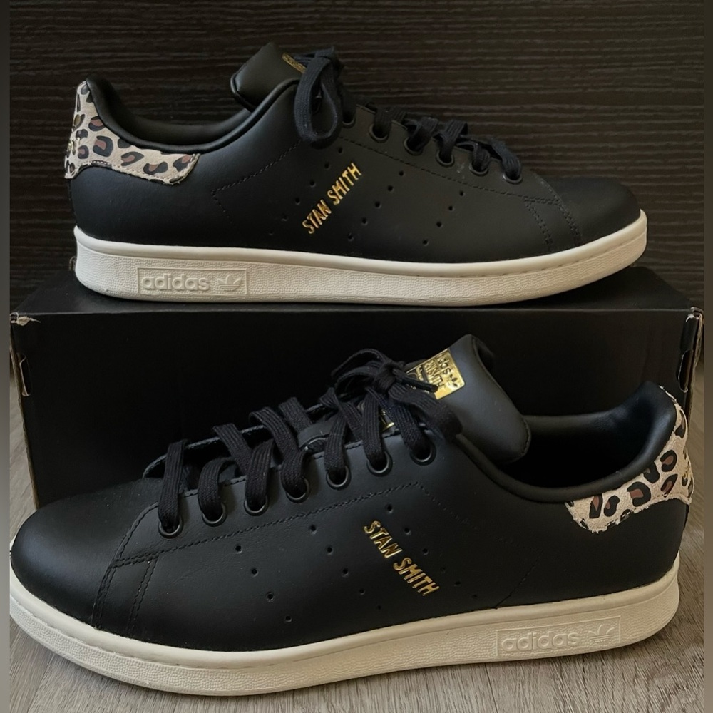 Adidas Stan Smith Black Leopard Leather Sneakers - Women’s 11 / Men’s 10